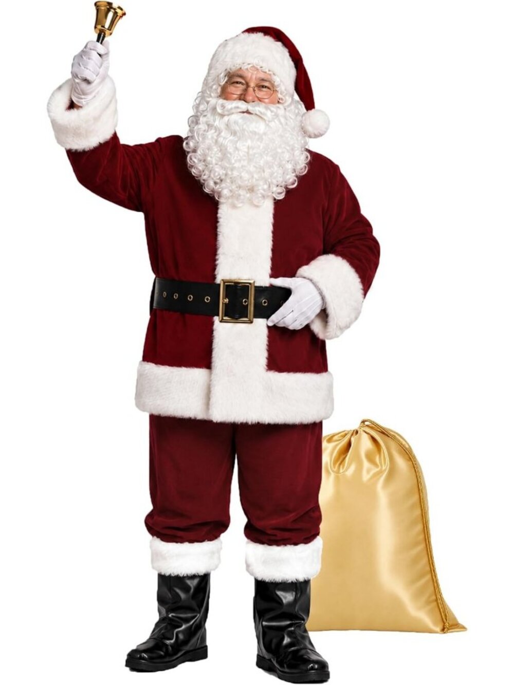 Deluxe Santa Claus Costume for Men - 11 Piece Christmas Outfit for Adults